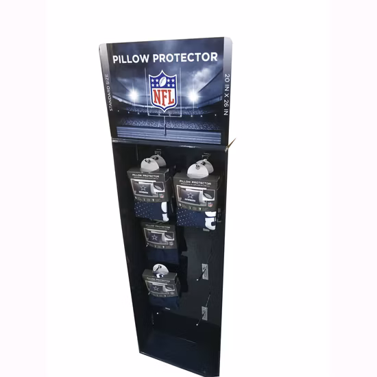 Estante de exhibición de papel para piso, soporte para protector de almohada