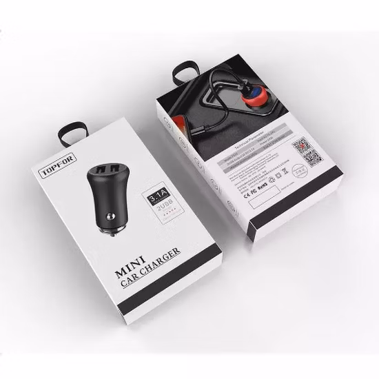 Caja de papel con pestaña colgante de cartón plegable negro mate con impresión de logotipo personalizado ventana transparente embalaje colgante al por menor
