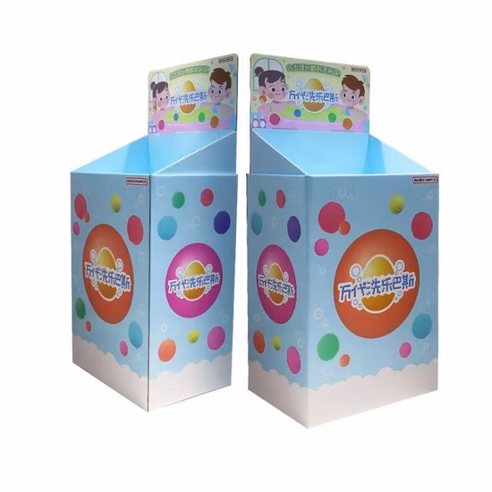 Cartón personalizado Piso pop Tienda de cartón Supermercado Bocadillos Cosméticos Pantalla bilateral en forma de puerta