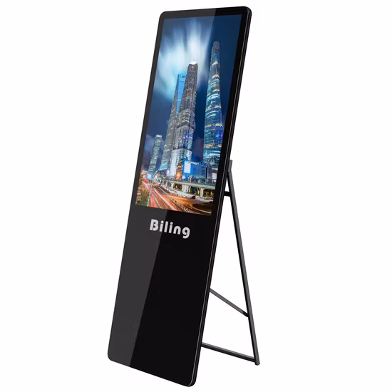 Reproductor de publicidad de suelo, soporte de suelo LCD portátil para publicidad Digital Android de 43 pulgadas, venta al por menor